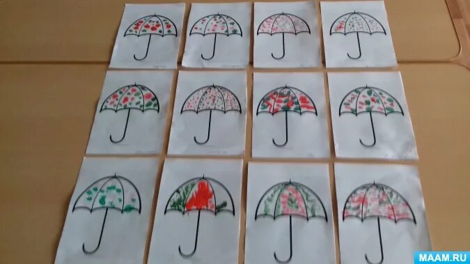 Рисование зонтик в старшей группе. Рисование зонтика в средней группе. Рисование зонтика в младшей группе. Лепка разноцветные зонтики в средней группе. Зонтик младшая группа