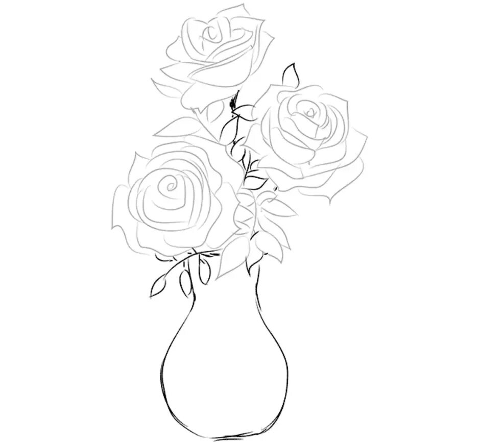 Натюрморт цветы карандашом. Как нарисовать розу легко. Ваза с цветами. Как нарисовать розу в вазе. Цветы в вазе рисунок.