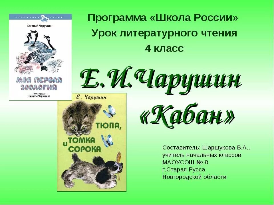 Произведение е чарушина кабан. Е И Чарушин кабан 4 класс.