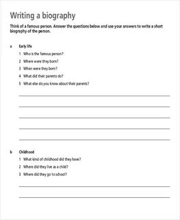 Biography of a writer 5 grade