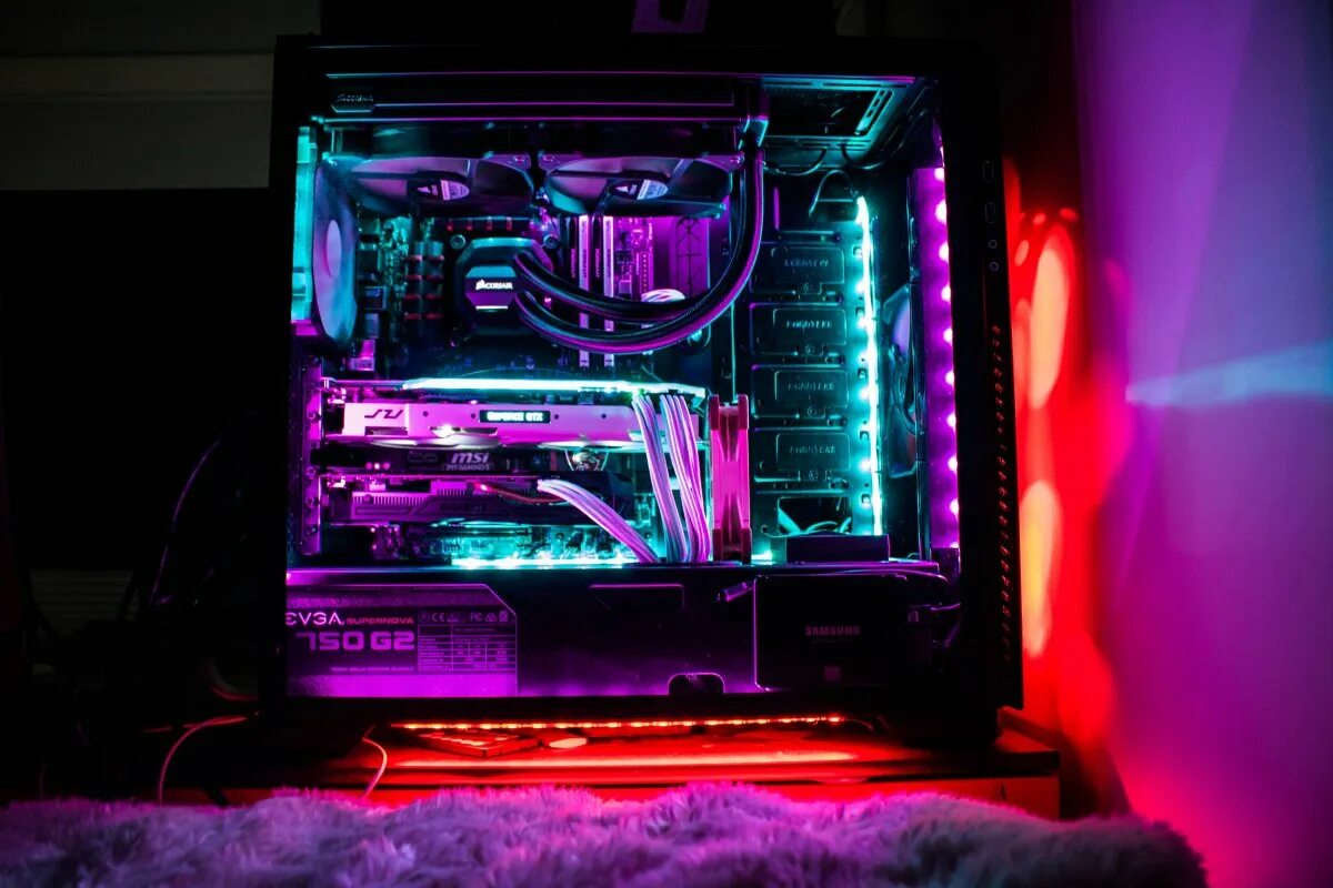 Neon pc4. Мощный компьютер. Красивый компьютер. Компьютер с подсветкой. Pc gen