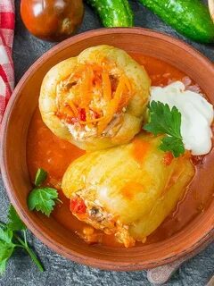Просто кухня перец фаршированный курицей и грибами