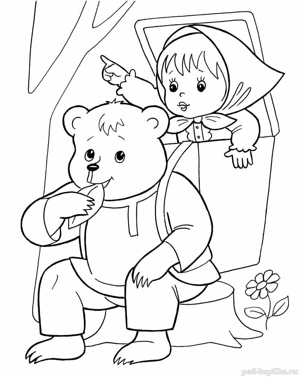 Раскраски по сказкам для детей 3 4. Сказка Маша и медведь раскраска для малышей. Машенька и медведь сказка раскраска для детей. Маша из сказки Маша и медведь раскраска. Сказка Маша и медведь разукрашка.