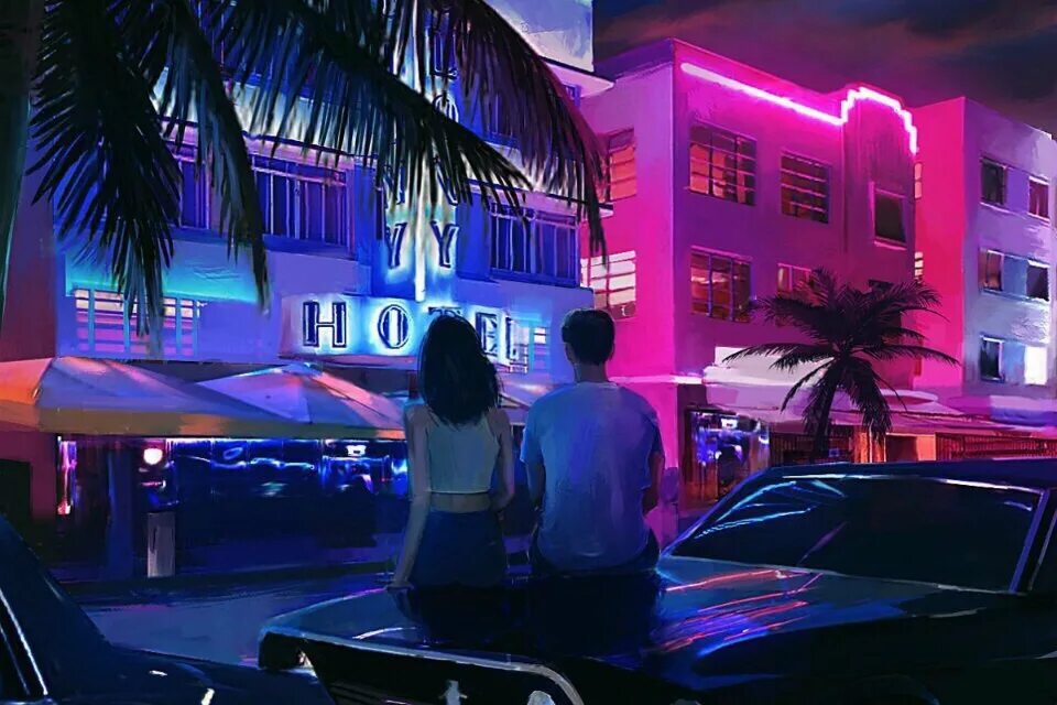 Майами оушен драйв Вайс Сити. Tony Skeor. Ночное Vibe. Miami Nights Neon Sun.