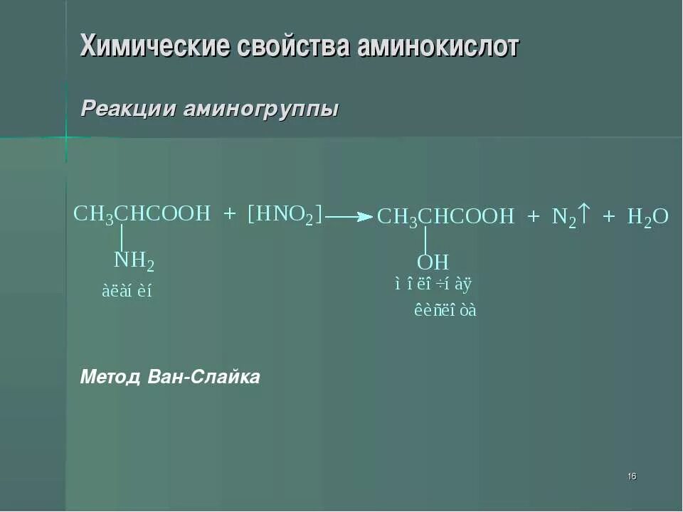 Реакция Ван Слайка с глицином. Метод Ван Слайка. Метод Ван-Слайка Валин. Химические свойства аминокислот.