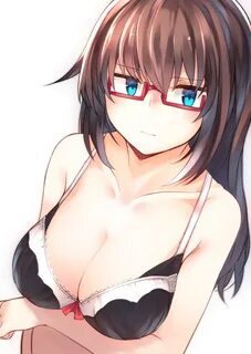 Download Wallpaper anime, anime girls, long hair, glasses, open shirt, biki...