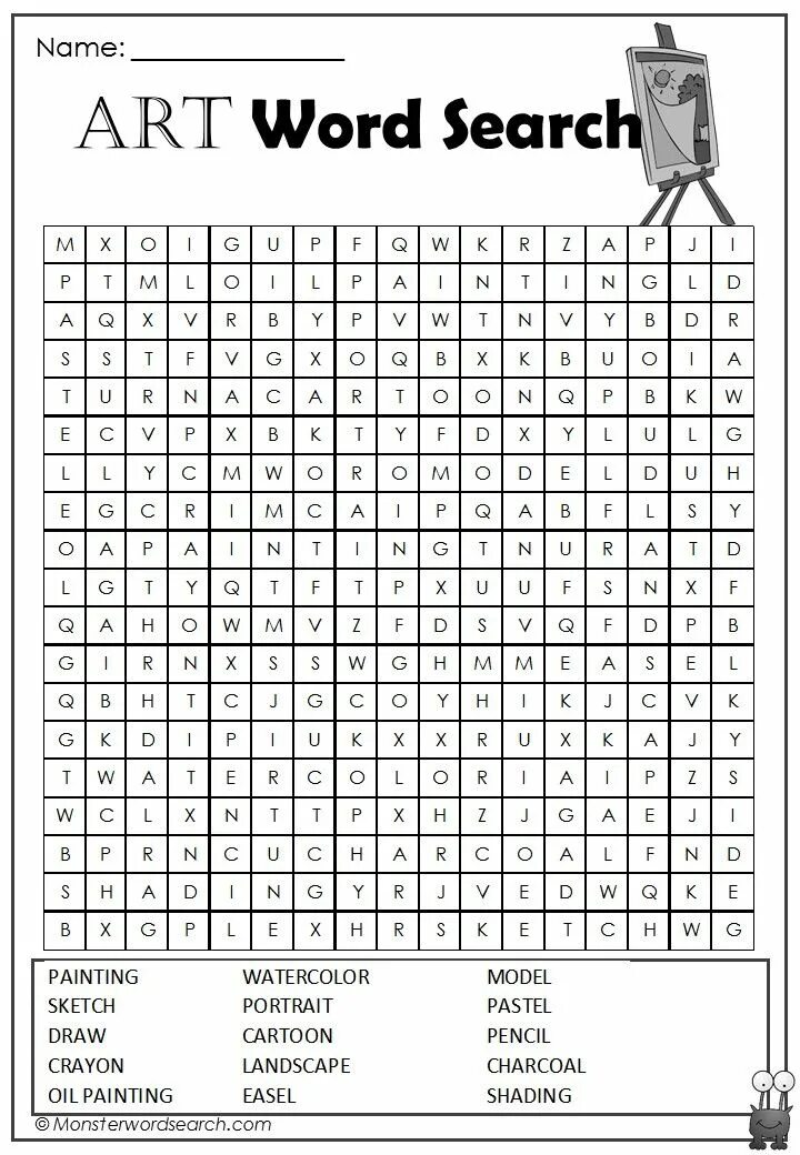 Making word searching. Art wordsearch. wordsearch artists. art worksheets. art vocabulary worksheets.