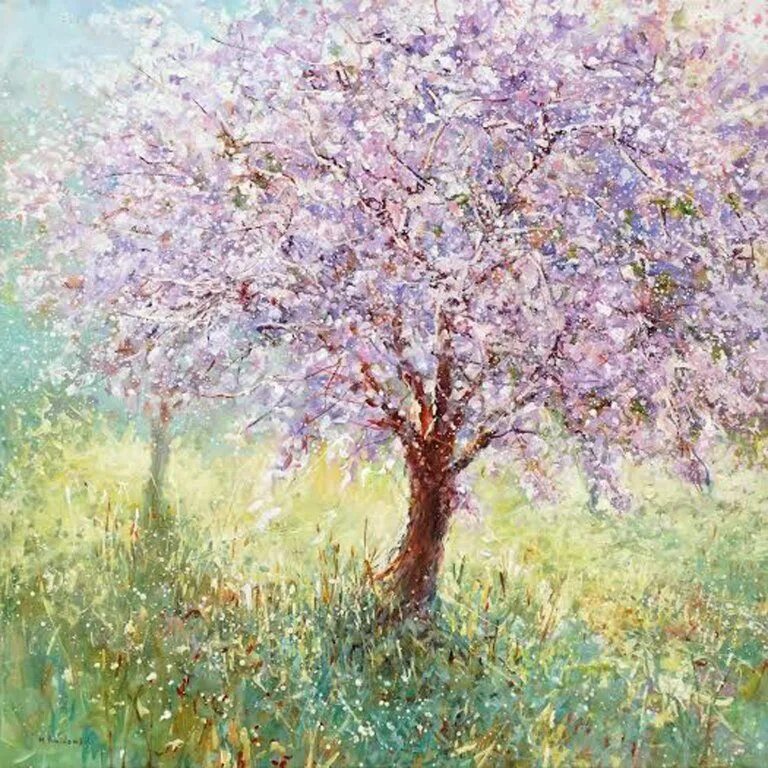 Картины цветущих деревьев. Мария вишняк. импрессионисты цветущая вишня. импрессионизм сакура. мария вишняк художник картины.