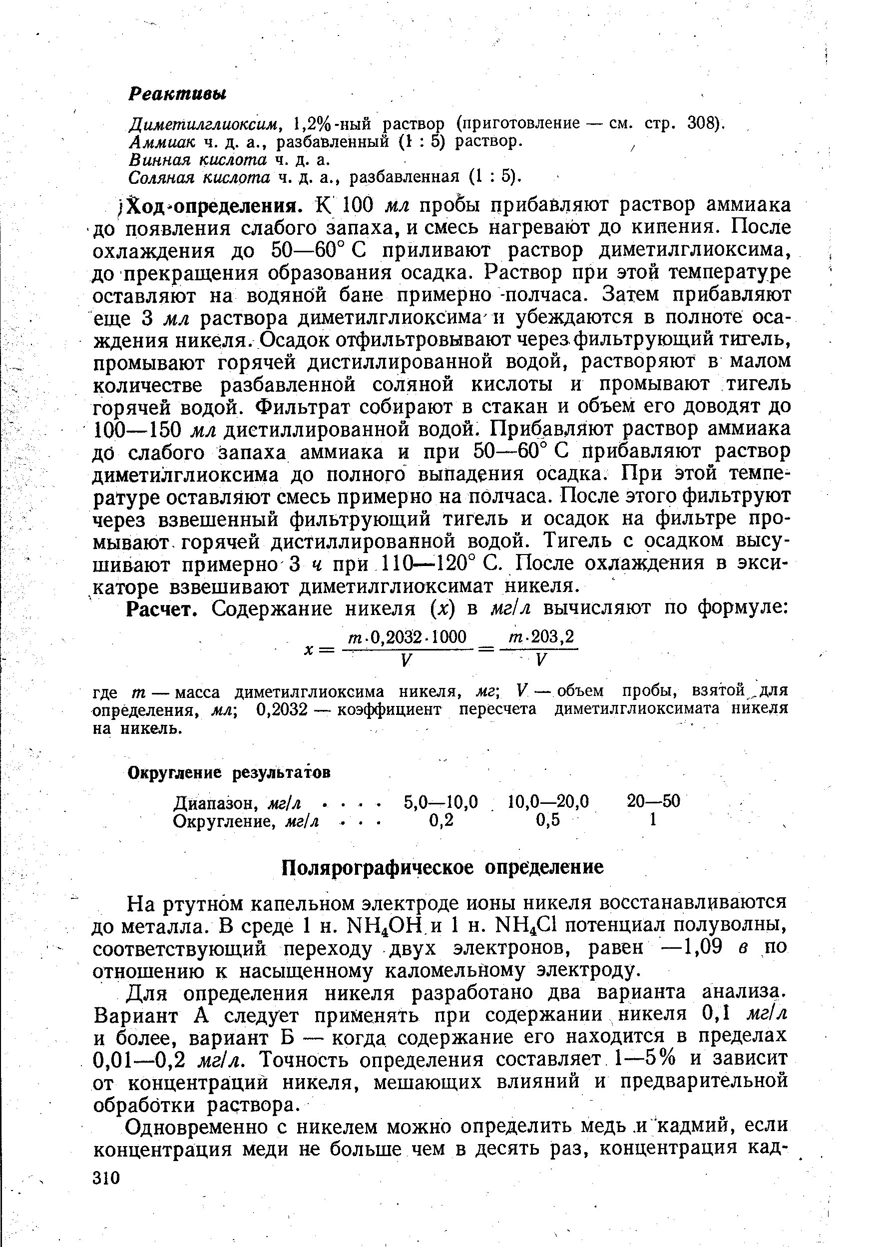 Определение никеля. Диметилглиоксимат никеля.