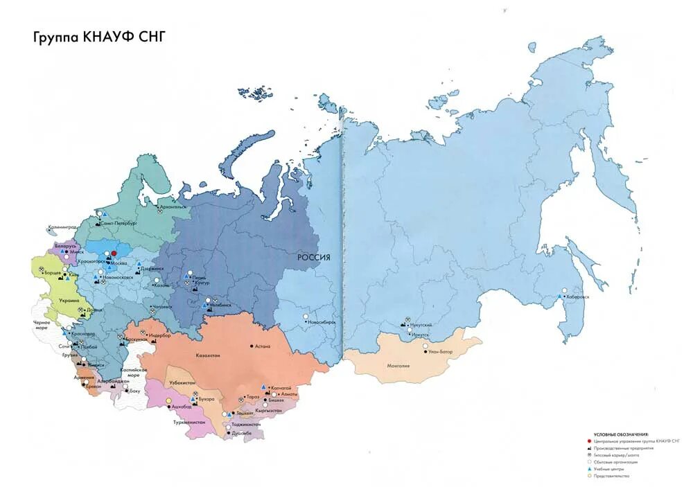 Карта СНГ. Заводы Кнауф на карте. Карта России Knauf. Завод Кнауф в России.