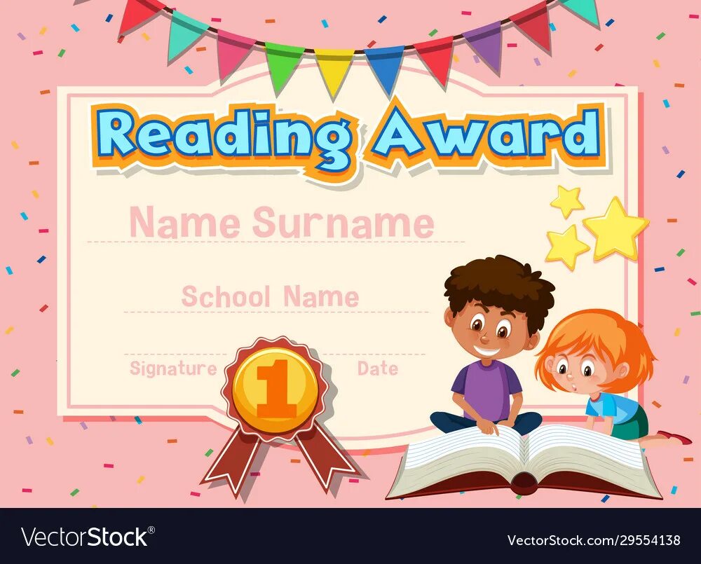 Reading certificate. Reading Award.