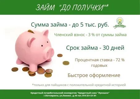 До получки займ