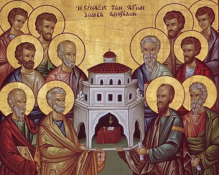 Иисус христос и двенадцать апостолов. Икона 12 апостолов византия. Первый из апостолов. Первый из апостолов. Первый из апостолов.