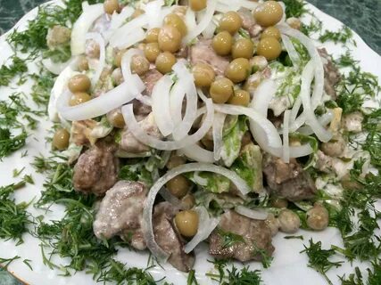 Печень с горошком и луком рецепт
