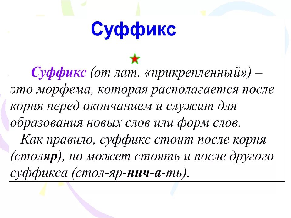 Урок 5 кл суффикс. Суффикс. Суфакс. Суффиксы правила. Доклад на тему суффиксы.