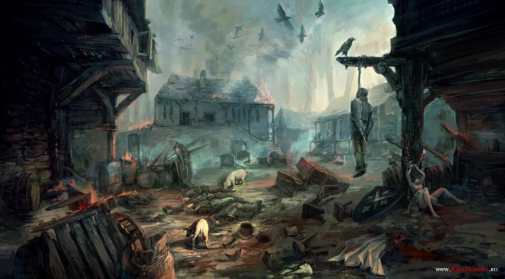 Деревня чумы. Assassin's creed syndicate лондон. Мрачный средневековый город арт. Художник владимир манюхин. Владимир манюхин средневековье.