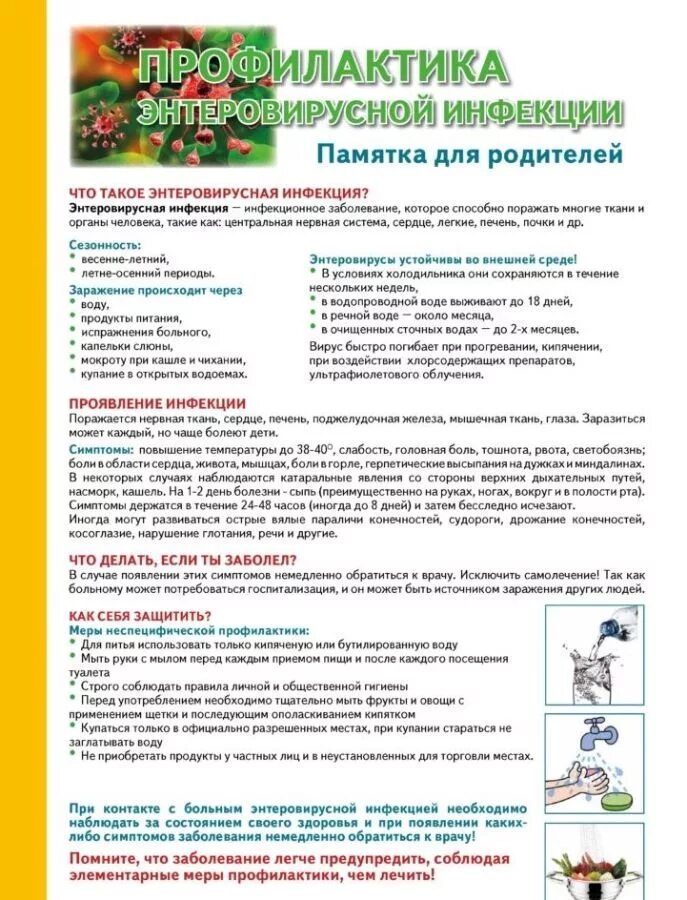 Профилактика энтеровирусной инфекции памятка. Памятка профилактика энтеровирусной инфекции. Памятка по профилактике энтеровирусной инфекции. Энтеровирусная инфекция информация для родителей. Памятка профилактика энтеровирусной инфекции.