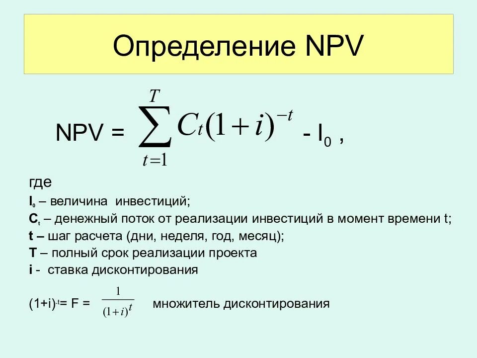 Npv формула расчета. Npv инвестиционного проекта формула. Npv формула экономика. Как определить npv проекта. Чистая текущая стоимость денежных потоков