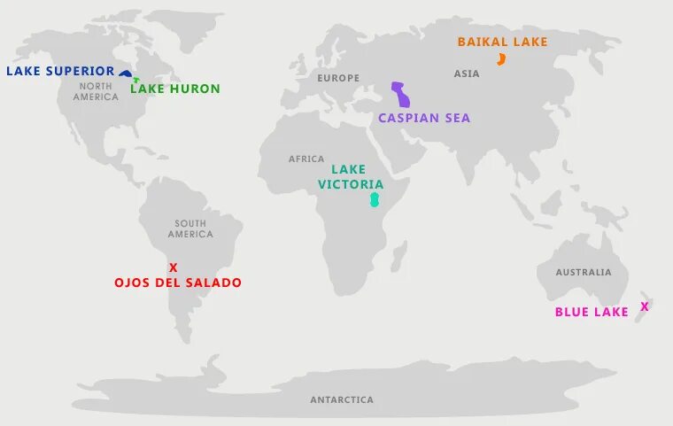 The world deepest lake is lake. The largest Continent in the World. Largest Lake in the World. The World Map of Lakes. Охос-дель-Саладо на карте.