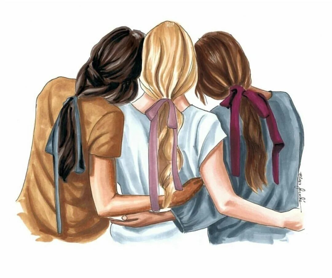 Мечта на троих о чем. Три подруги. Девочки подруги. Подруги рисунок. Три лучшие подруги.