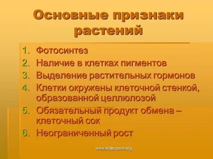 Признаки которые свойственны только растениям