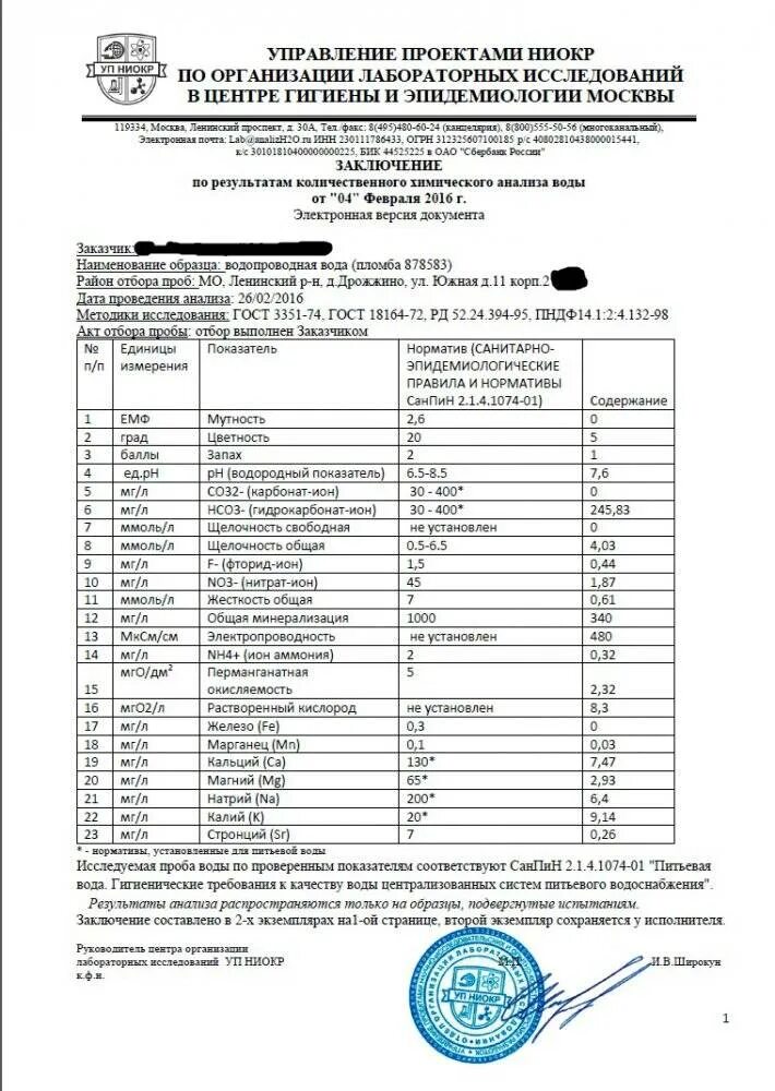 Где можно сделать анализ воды. Протокол анализа воды питьевой воды. Анализ воды заключение. Анализ водопроводной воды. Анализ воды пример.