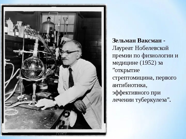 Открытие советских ученых в области медицины. Зельман Ваксман Нобелевская премия. 1946 Доктор Зельман Ваксман открывает антибиотик стрептомицин.. Зельман Абрахам Ваксман - стрептомицин. Ваксман антибиотики.