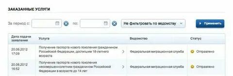 Заявление отправлено через подразделение ведомства
