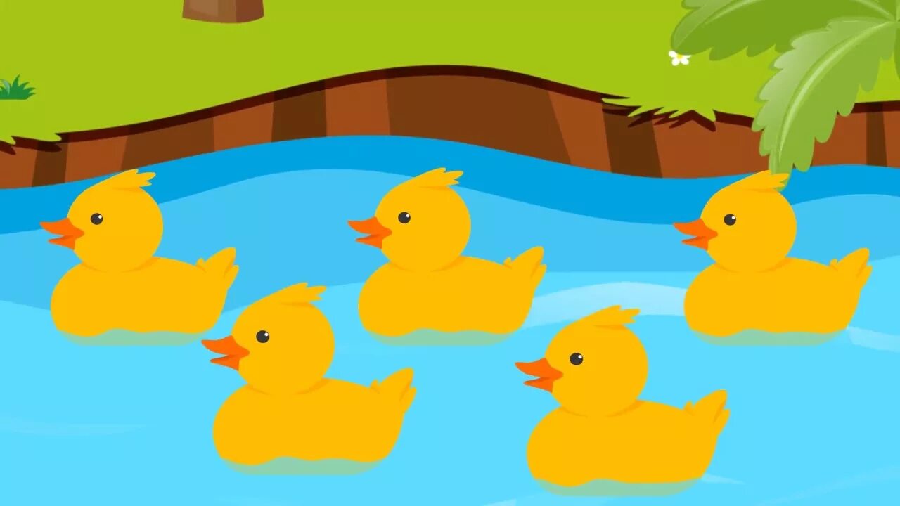 5 ducks. Пять утят. Уточка плавает. Пять желтых утят. Утята мультяшные.