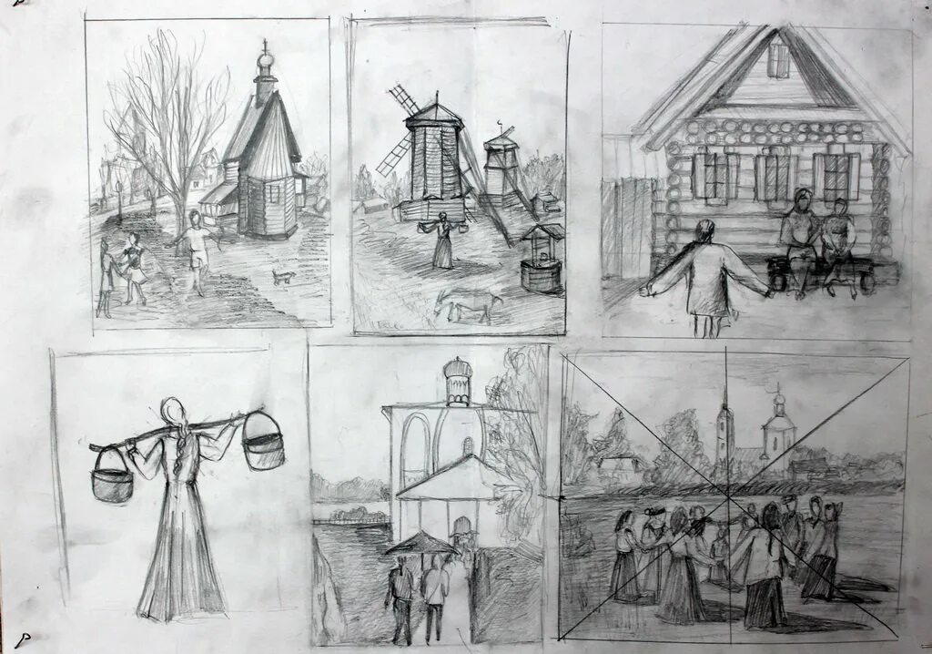 Изо 7 класс рисунки. Эскиз композиции. Наброски композиции. Композиционные Наброски. Сюжетная композиция карандашом.