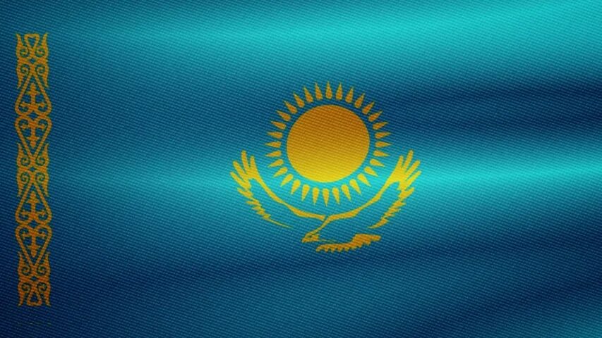 Как выглядит казахстанский флаг Kazakhstan 3d flag stock illustration. Illustration of travel 256116610