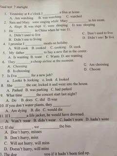 Final test grade