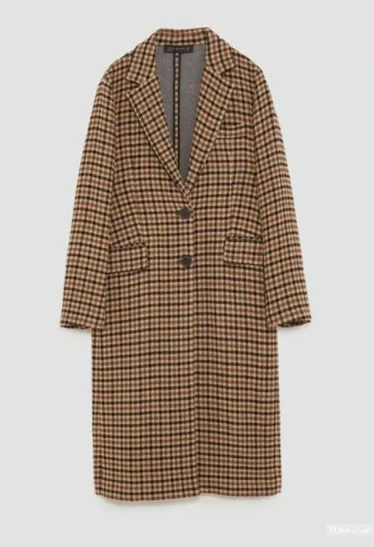 Пальто Zara Oversize размер s. Пальто коричневая клетка