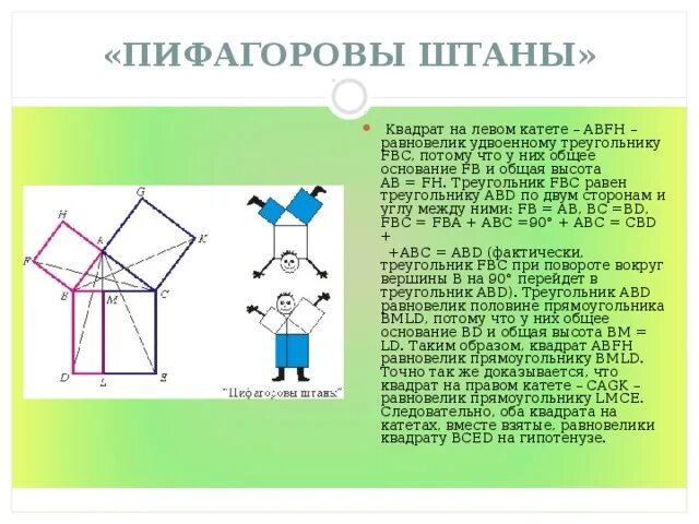 Пифагоровы штаны на все стороны равны что. Теорема Пифагора Пифагоровы штаны. Пифагор в пифагоровых штанах. Пифагоровы штаны. Доказательство теоремы Пифагора Пифагоровы штаны.