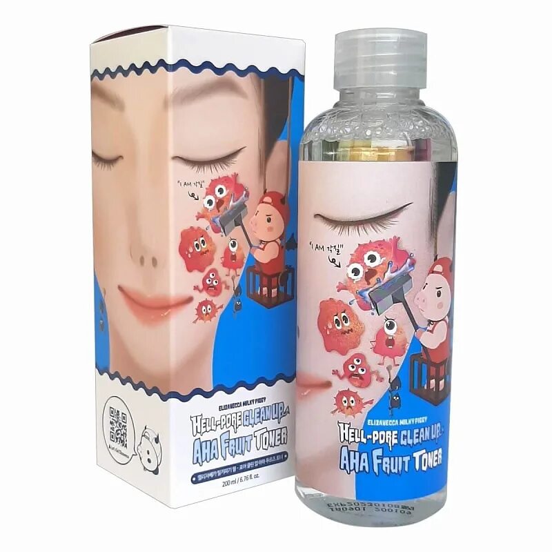 Elizavecca Milky Piggy Hell-Pore clean up Aha Fruit Toner, 200мл. Elizavecca тонер с фруктовыми кислотами Hell-Pore clean up Aha Fruit Toner 200 мл. Тонер для лица Hell-Pore clean up Aha Fruit Toner 200ml (Elizavecca). Elizavecca тоник-пилинг с кислотами 200мл. Elizavecca milky piggy hell pore clean up