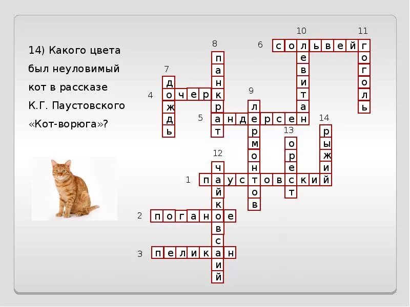 Составить кроссворд по произведению. Кроссворд кот ворюга Паустовский. Кроссворд на тему кошки. Кроссворд по произведению. Кроссворд по рассказу.