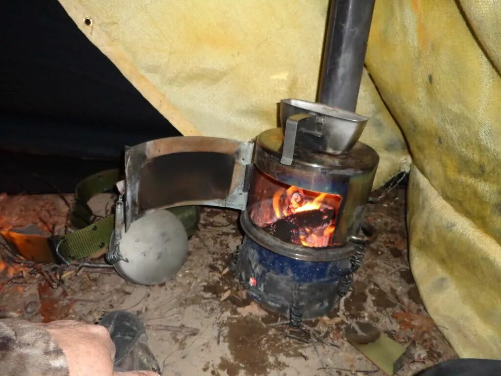 Печка для рыбалки в палатку своими руками