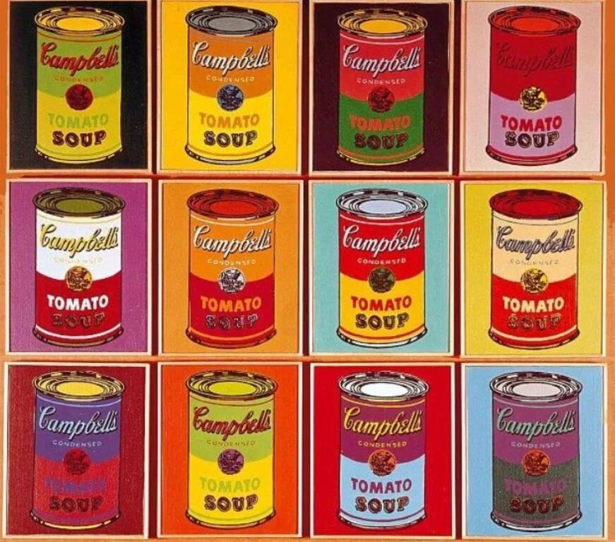 Soup cans. Поп-арт Энди Уорхол банки супа. Картины Энди Уорхола Кэмпбелл. Энди Уорхол картины суп. Энди Уорхол картины томатный суп.