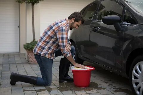 2 she wash her car