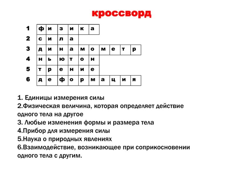 Кроссворд по физике. Кроссворд сила. Кроссворд на тему сила упругости. Кроссворд по физике 7 класс.