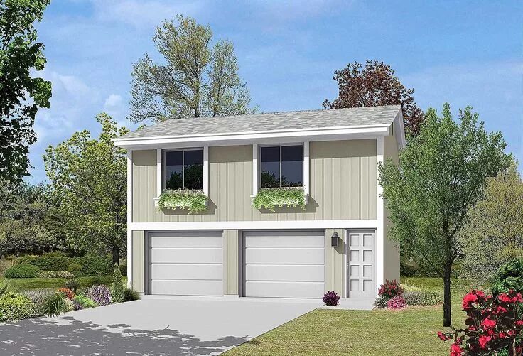 Garage w/Apartments Home Plan - 2 Bedrms, 1 Baths - 1042 Sq Ft - #126-1130 Carri