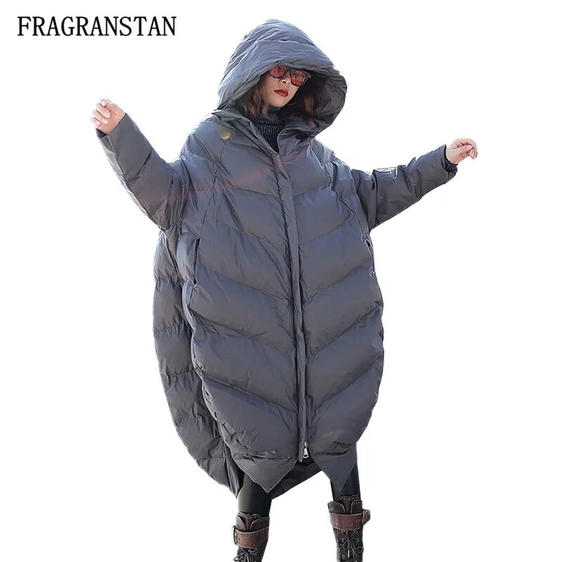 Misun 2018 Women's Clothing Down Jackets Asymmetric Length Mantle Type Cocoon Si