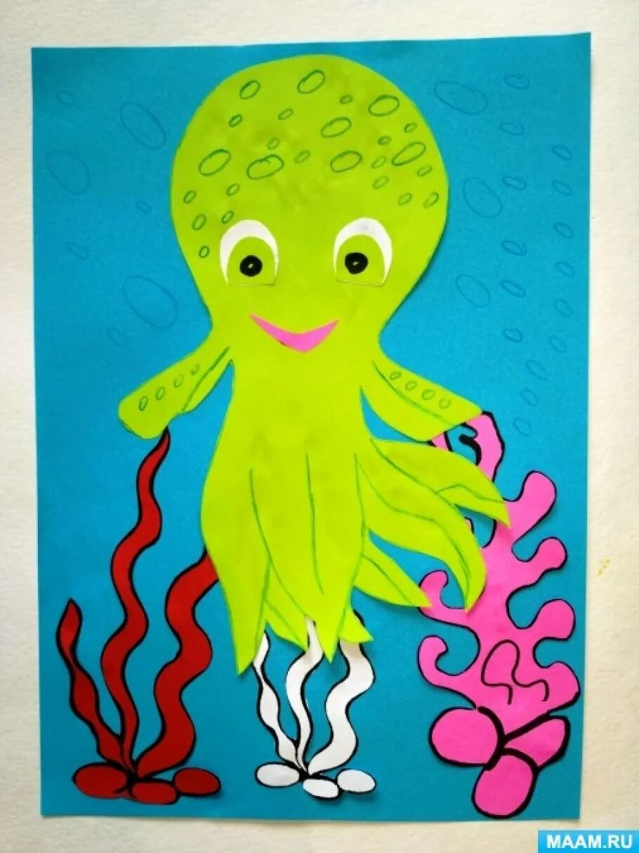 Аппликации с осьминожкой. Аппликация осьминог. Аппликация осьминог. Осьминожек из бумаги для детей. Аппликация осьминожек.