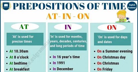 Wordwall at in on prepositions of time