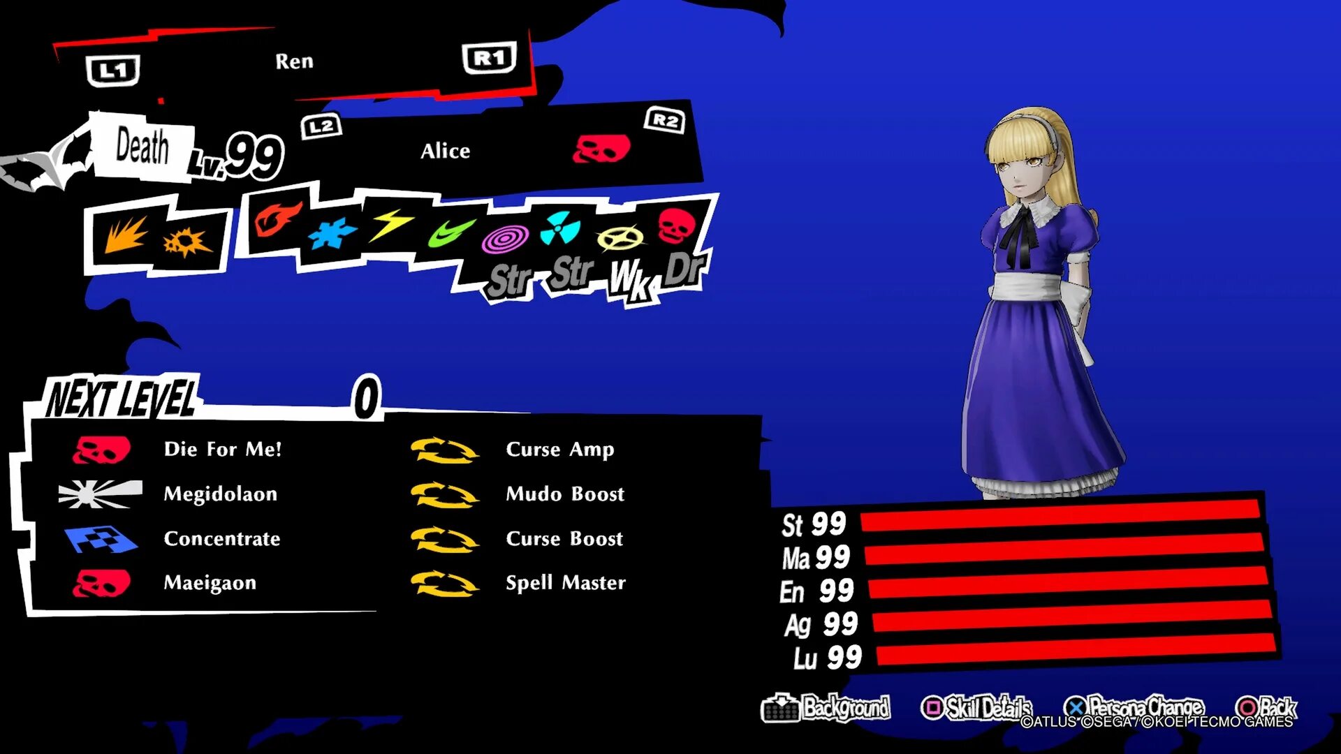 Алиса пятью пять. Персона 5 алиса. persona 5 strikers alice. alice hiiragi persona 5. persona 5 stats.