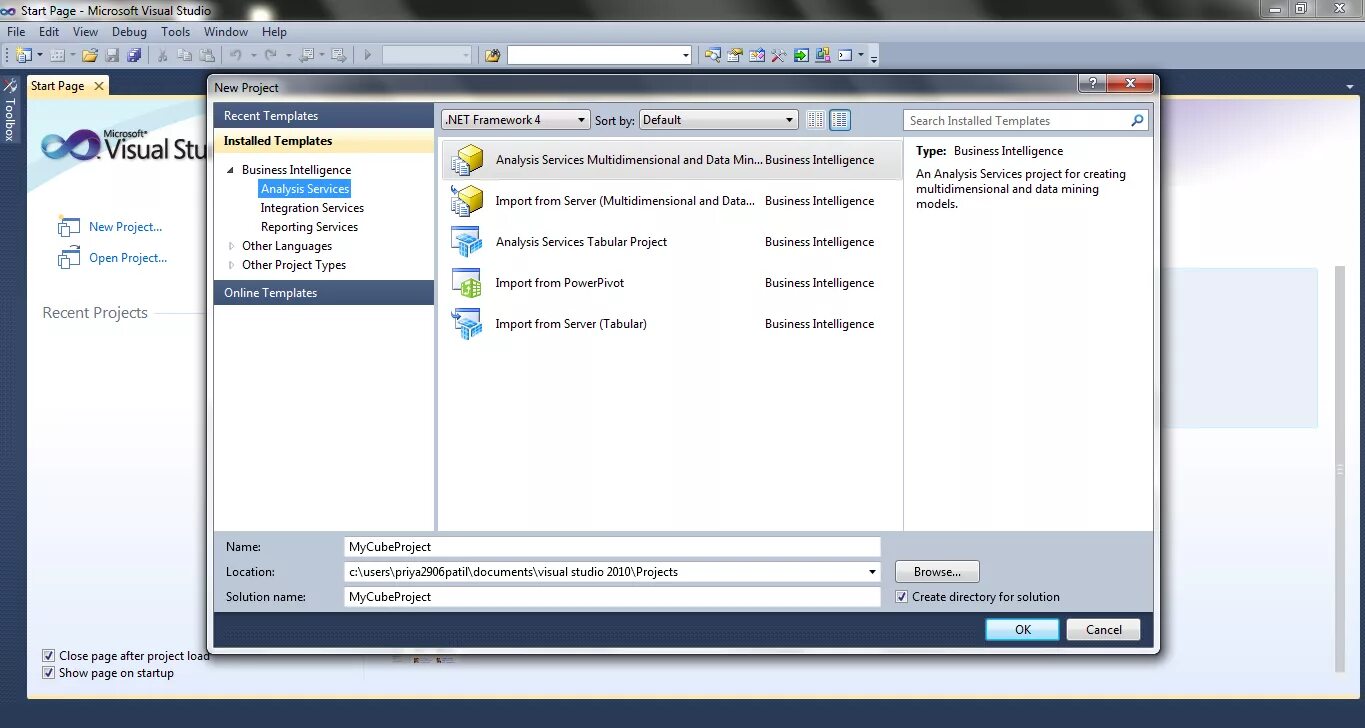 My new project. Analysis services Project. Report Server Visual Studio. SQL Server Analysis services. Visual Studio integration services.