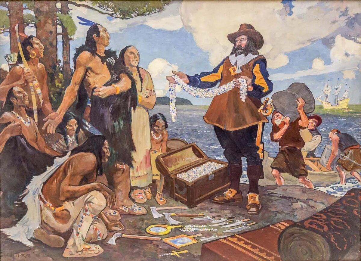 Колумб и индейцы. Колумб и аборигены. Колумб бусы для индейцев.