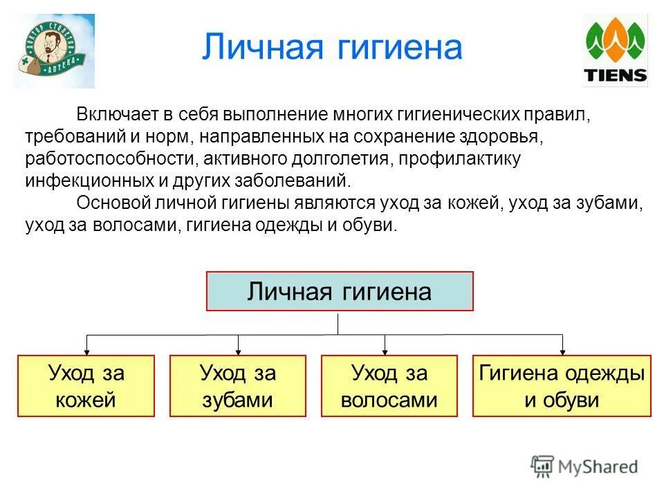 Личная гигиена включает в себя