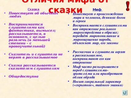 Чем отличается легенда от мифа кратко