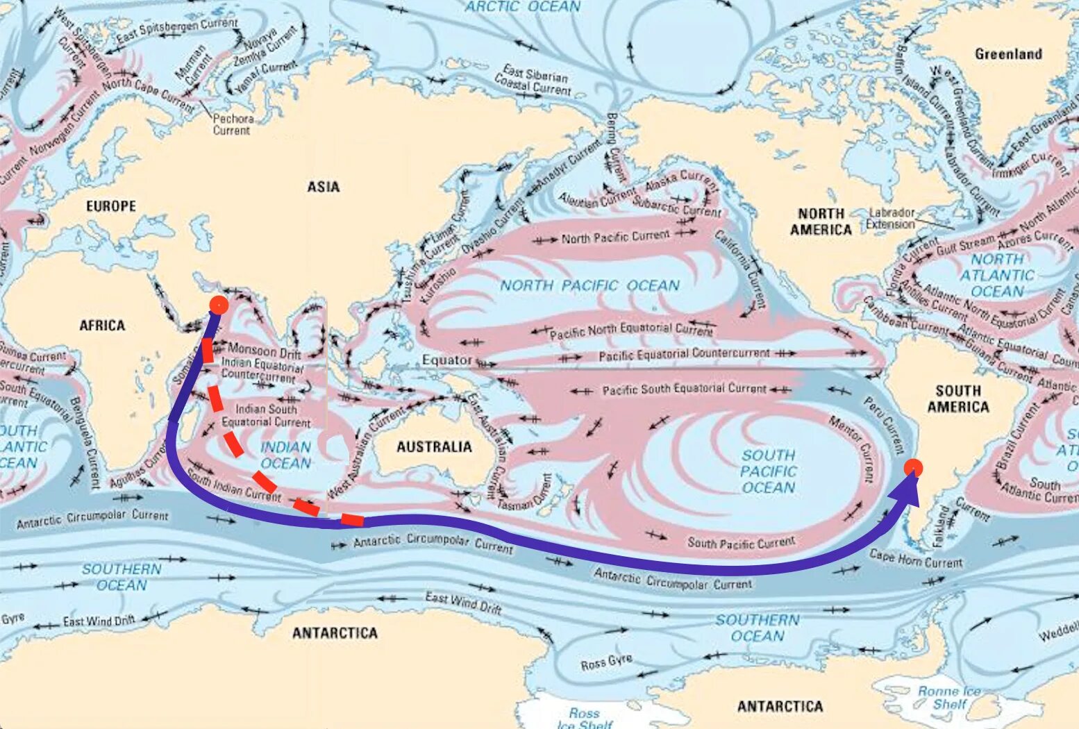 Какое из океанических течений теплое. Морские течения. Течение Гольфстрим на карте мирового океана. Подводные течения океанов. Карта морских течений.